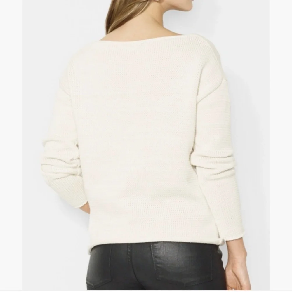 LRL Ralph Laurent Boat-Neck‎ Intarsia Sweater Womens L 100% Cotton